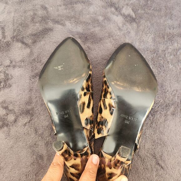 Nine West Shoes 8M Cheetah Brown Black Slingback Leopard Stiletto Heels - Picture 5 of 7